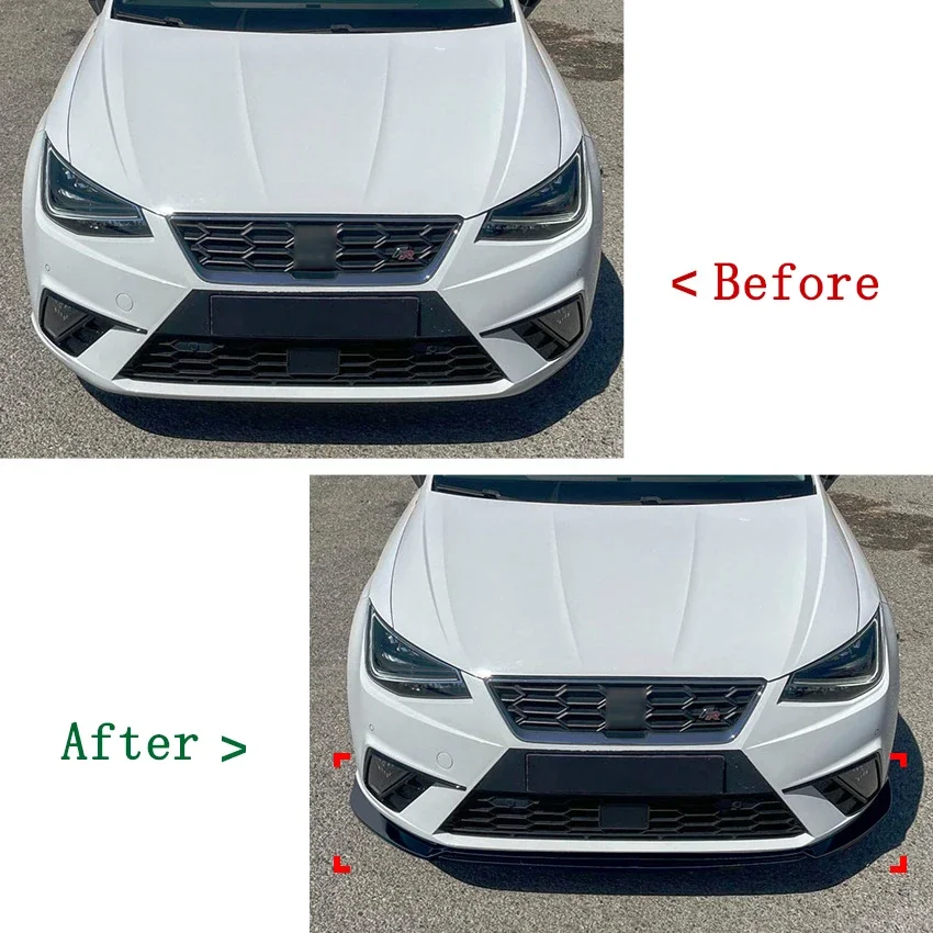 Front Bumper Lip Splitter Diffuser Cover Spoiler For Seat Ibiza MK5 Standard/FR 2018+ Front Bumper Spoiler Lip Splitter Kit