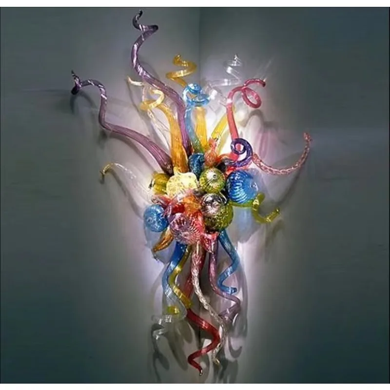 

Настенный светильник из выдувного стекла с LED-лампой, современный дизайн, витражное стекло, 24x32 дюйма