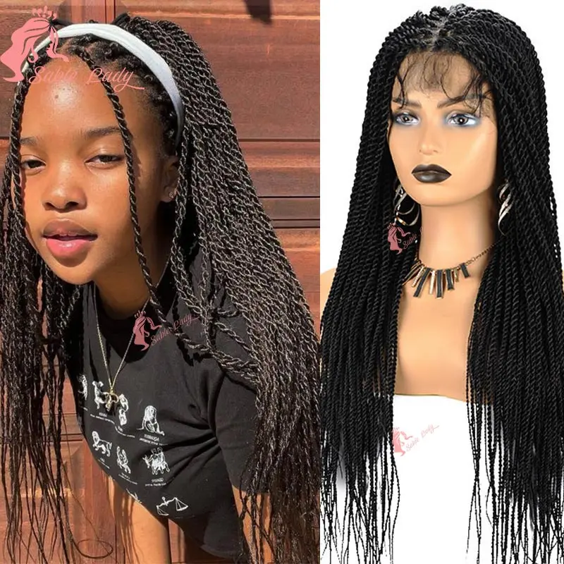 

Synthetic Full Lace Twist Braided Wigs for Black Women Senegalese Twist Braided Wig Knotless Box Goddess Braided Wigs 36inch ﻿