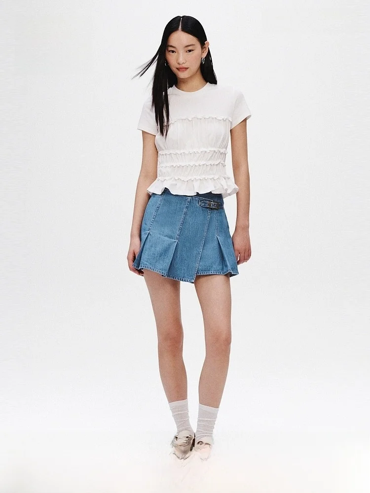 

Женские джинсовые шорты H&M, новинка весны 2026, повседневные модные прямые брюки с запахом из хлопка и лиоцелла