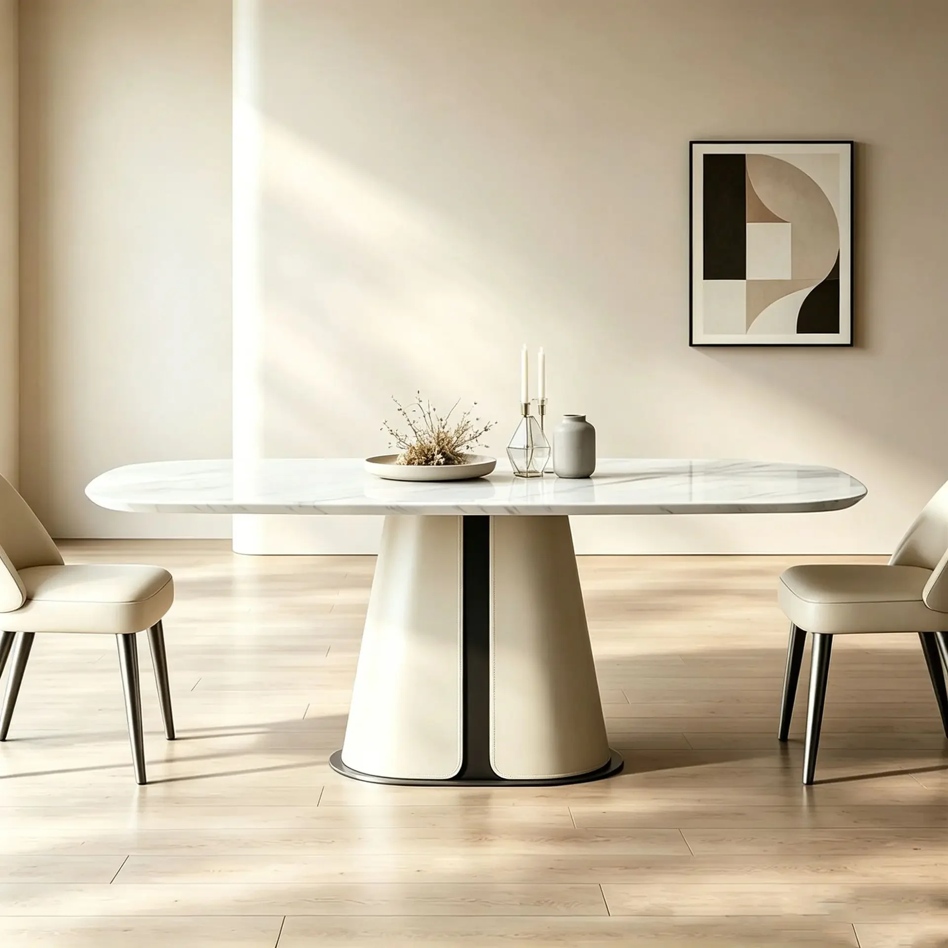 Marble dining table high-end Italian light luxury simple marble long table designer home