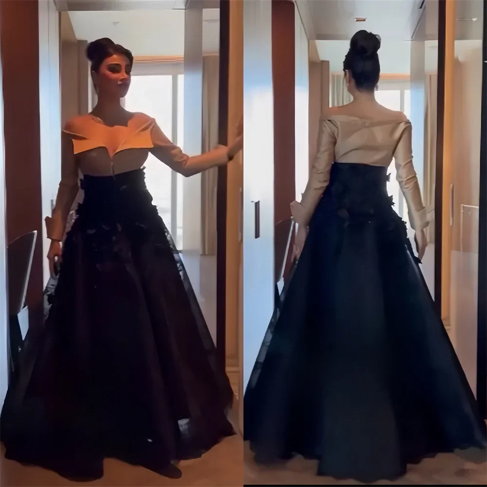 

Evening Dress Formal Dearin Off-the-shoulder Ball Floor Length Skirts Draped Layered Applique Bead Bespoke Occasion Dresses Saud