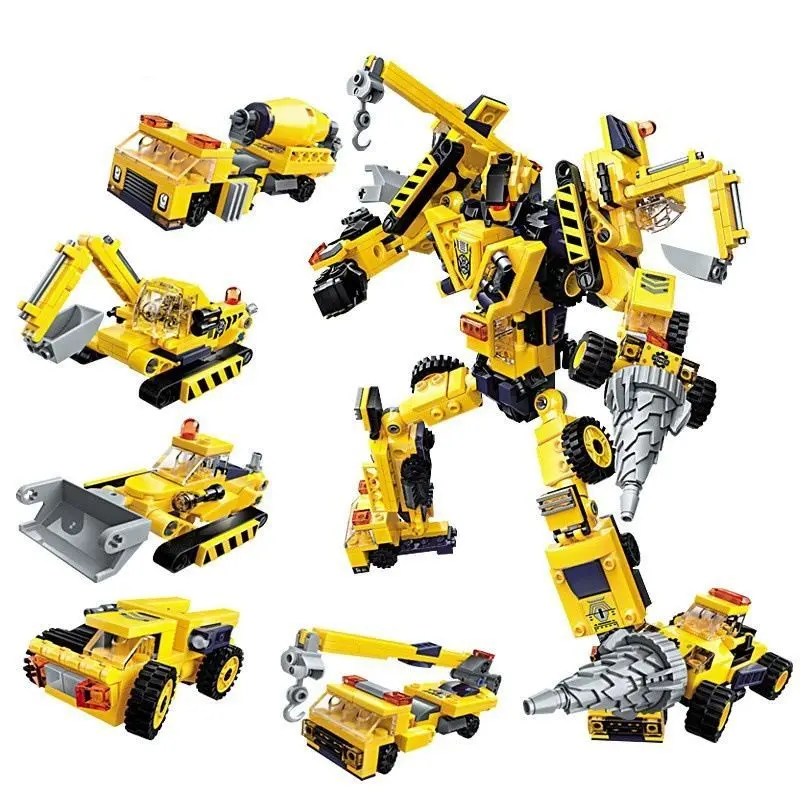 

6в1 робот-трансформер, строительные блоки, игрушки, инженерный мех, аниме-фигурка, детские сюрпризы на день рождения, подарки для парня