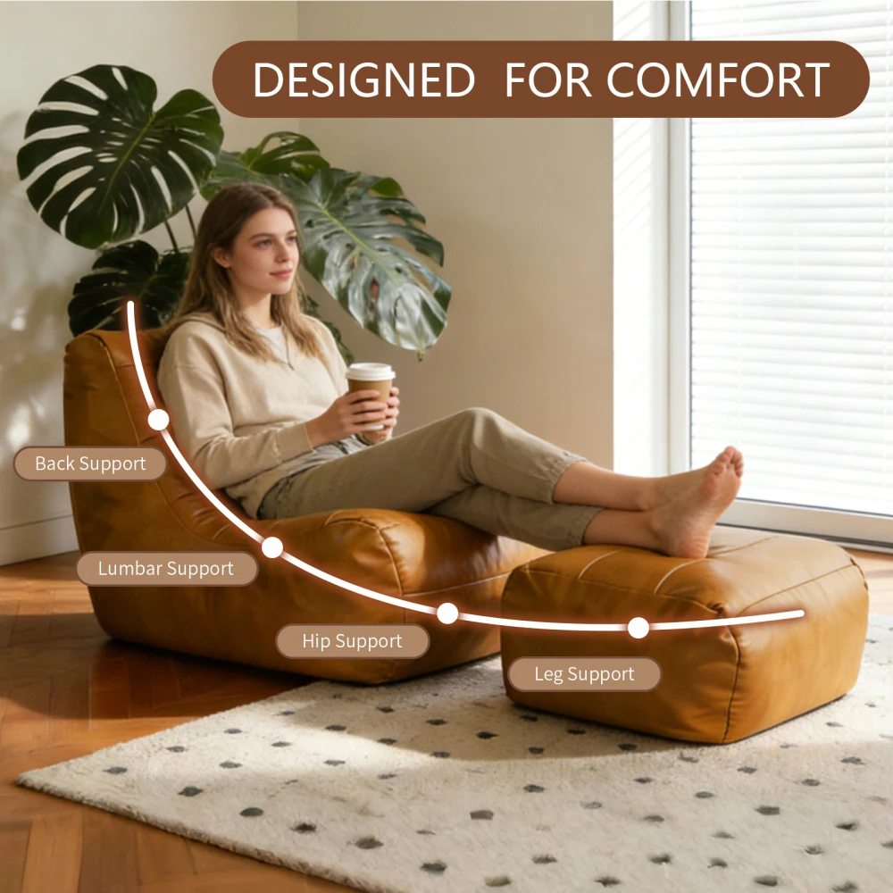 Ergonomisches Einzel-Lounge-Sofa mit passendem Ottoman für kompakte Wohnräume und moderne Wohnkultur