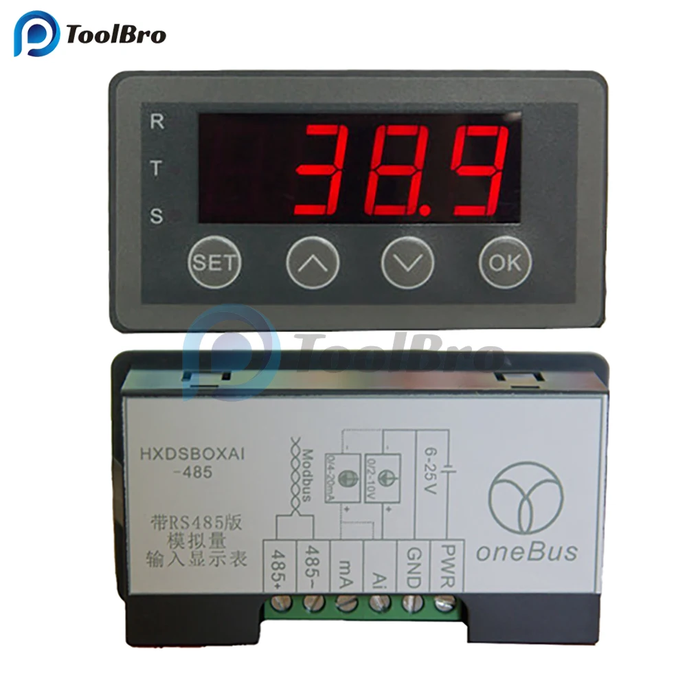 Imagem -04 - Medidor de Exibição Digital 010v 020ma 2-10v 4-20ma Display de Entrada Analógico para Transmissor Freqüência Velocidade Pressão Nível de Água