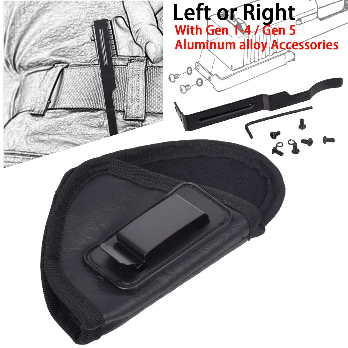 Universal Glock Holster Concealed Carry Belt Clip Slide Holster GLOCK 17 19 22 23 24 25 26 27 28 30S 31 32 33 34 35 36 Clip