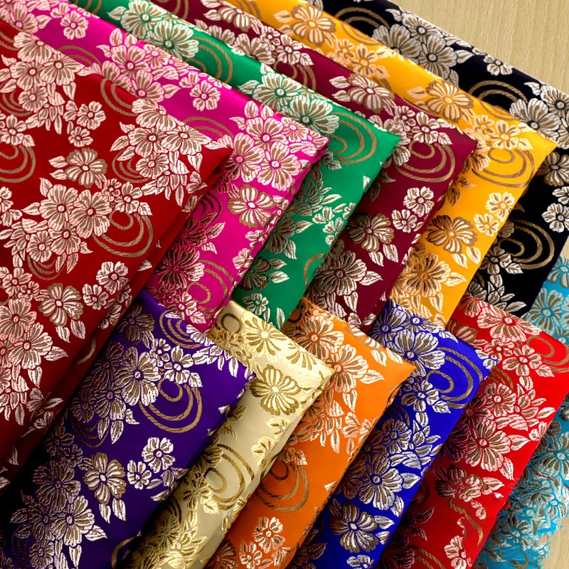 

100*75 cm High-density Nylon Floral Brocade Fabric Satin Silk Jacquard Fabric For Diy Sewing Cheongsam Hanfu Kids Garment