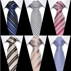 Hot Sale Tie For Man 7.5 cm Fashion Necktie Classic Stripe Golden Red Brown Wedding Gravatas Woven Suit Accessories Fit Party
