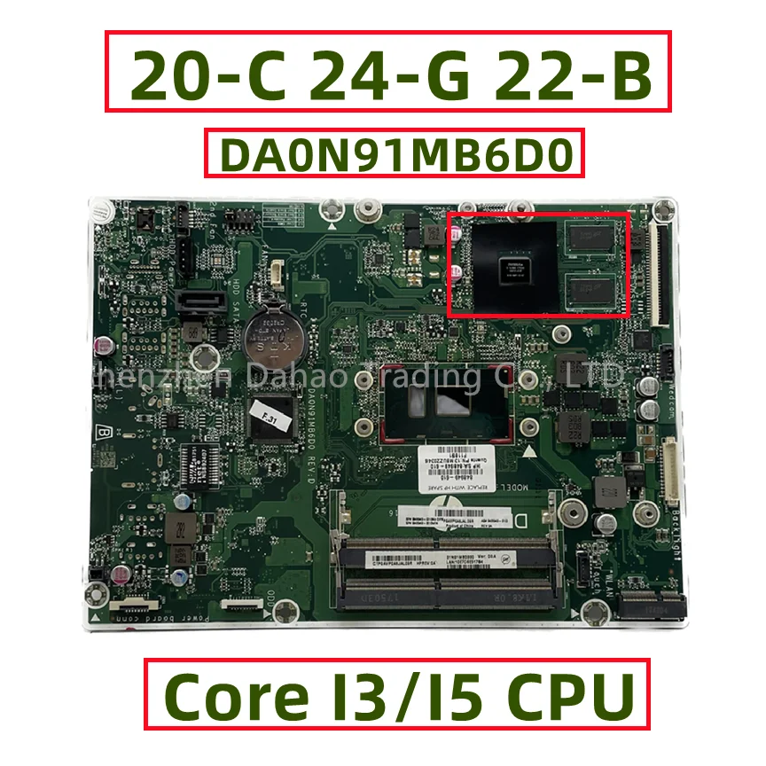 Da0n91mb6d0 Voor Hp 20-c 24-g 22-b Aio Moederbord Met Kern I3-7100U I5-6200U I5-7200U 920mx 2G Gpu Ddr4 848949-009 848949-609