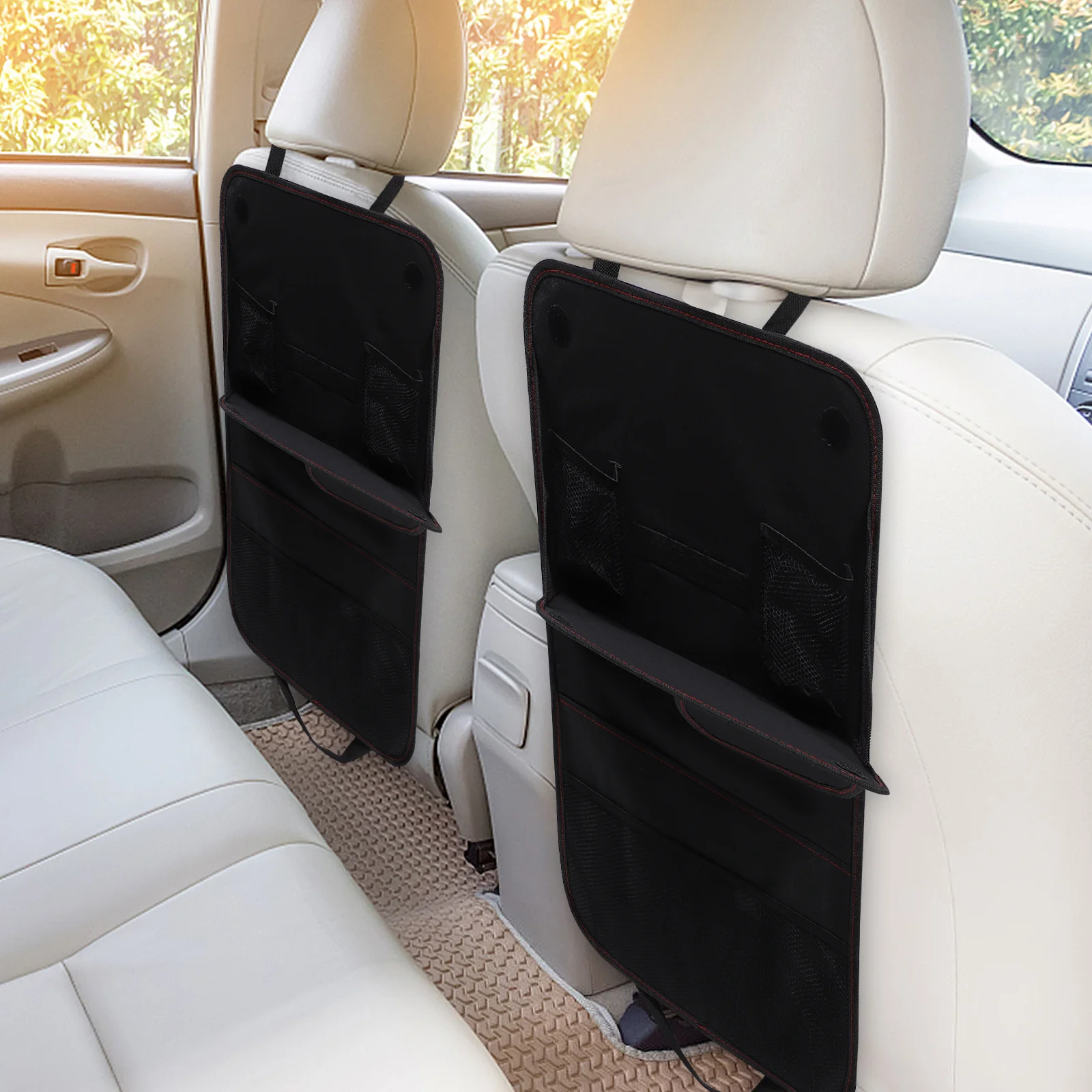 

Premium Oxford Fabric Car Back Seat Organizer Folding Table Storage Bag For Tablet Laptop Usb Cables Backseat Protector Car Seat