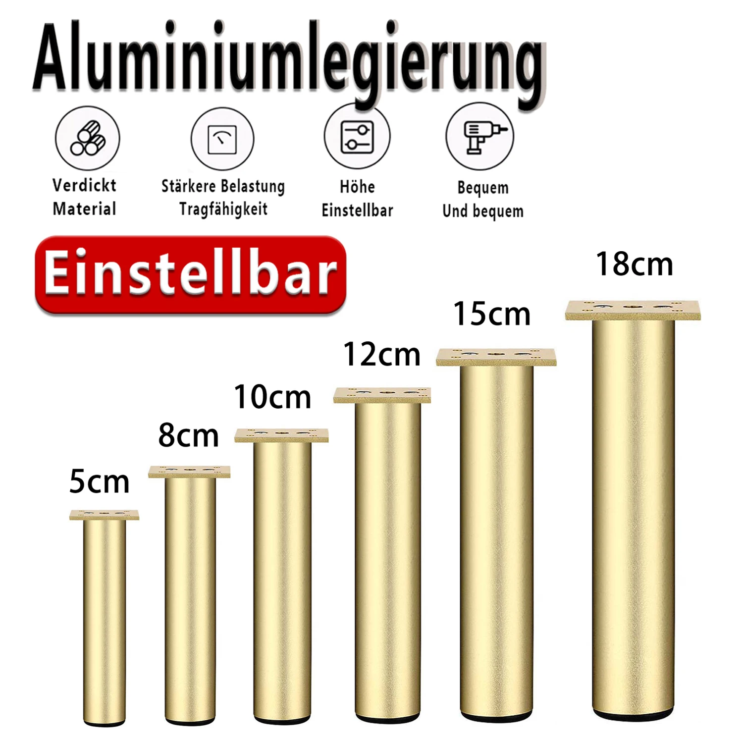 

60-400MM Gold Furniture Aluminum Alloy Table Legs Cabinet Legs Coffee Table Sofa TV Cabinet Support Legs Adjustable Bed