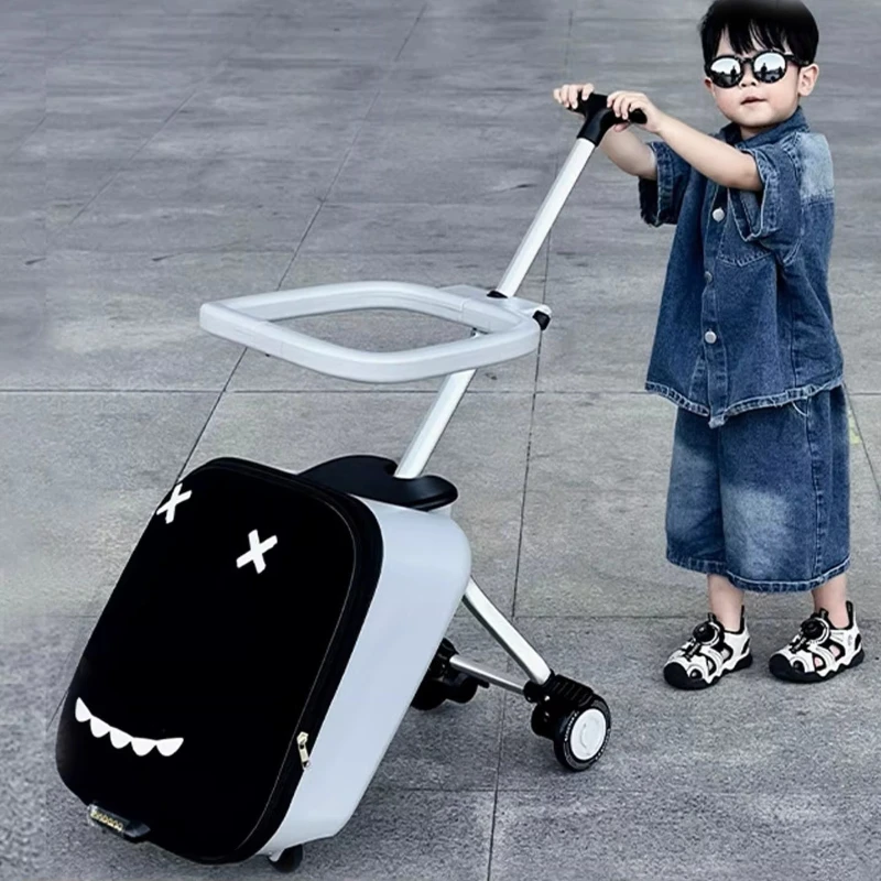 

Складной детский чемодан-каталка с мультяшным дизайном, дорожная сумка для детей, чемодан-тележка для малышей, на котором можно кататься и ходить