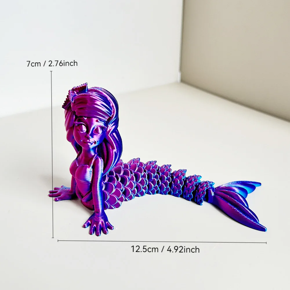 Mermaid 3D Printed Exquisite Figure Colorful Multi-Jointed Movable Girl Birthday Party High-quality Gift for Kids