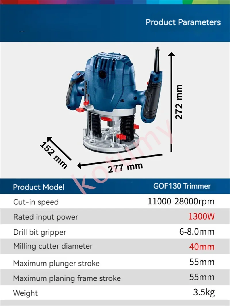 220V 1300W Elektrische Hout Router Elektrische Trimmer Houtbewerking Frezen Graveren Steken Trimmen Machine Carving Tool