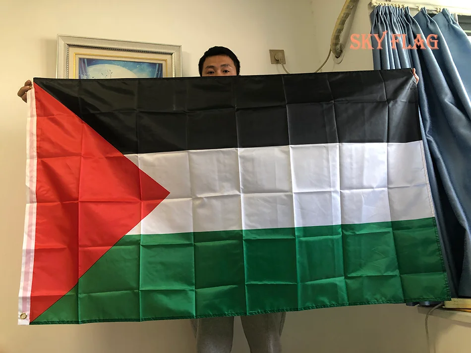 Grand Drapeau de Ciel de Gaza en Polyester, Bannière Palestine Suspendue de Haute Qualité, 150x90cm