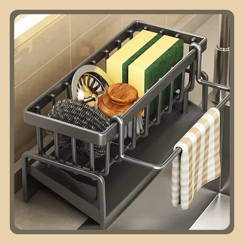 رف المطبخ خرقة تخزين الصرف الرف لا لكمة تخزين الرف المنزل رف توابل صنبور مصرف بالوعة الصرف الرف اكسسوارات المطبخ