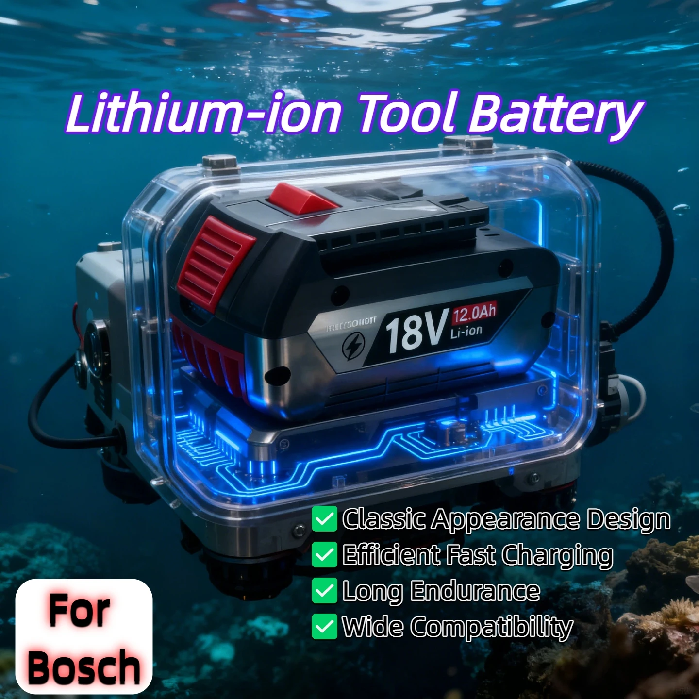 

18v 12Ah Li-ion Battery Professional Battery For Bosch Cordless Power Tool BAT609 BAT618 Battery Replacement