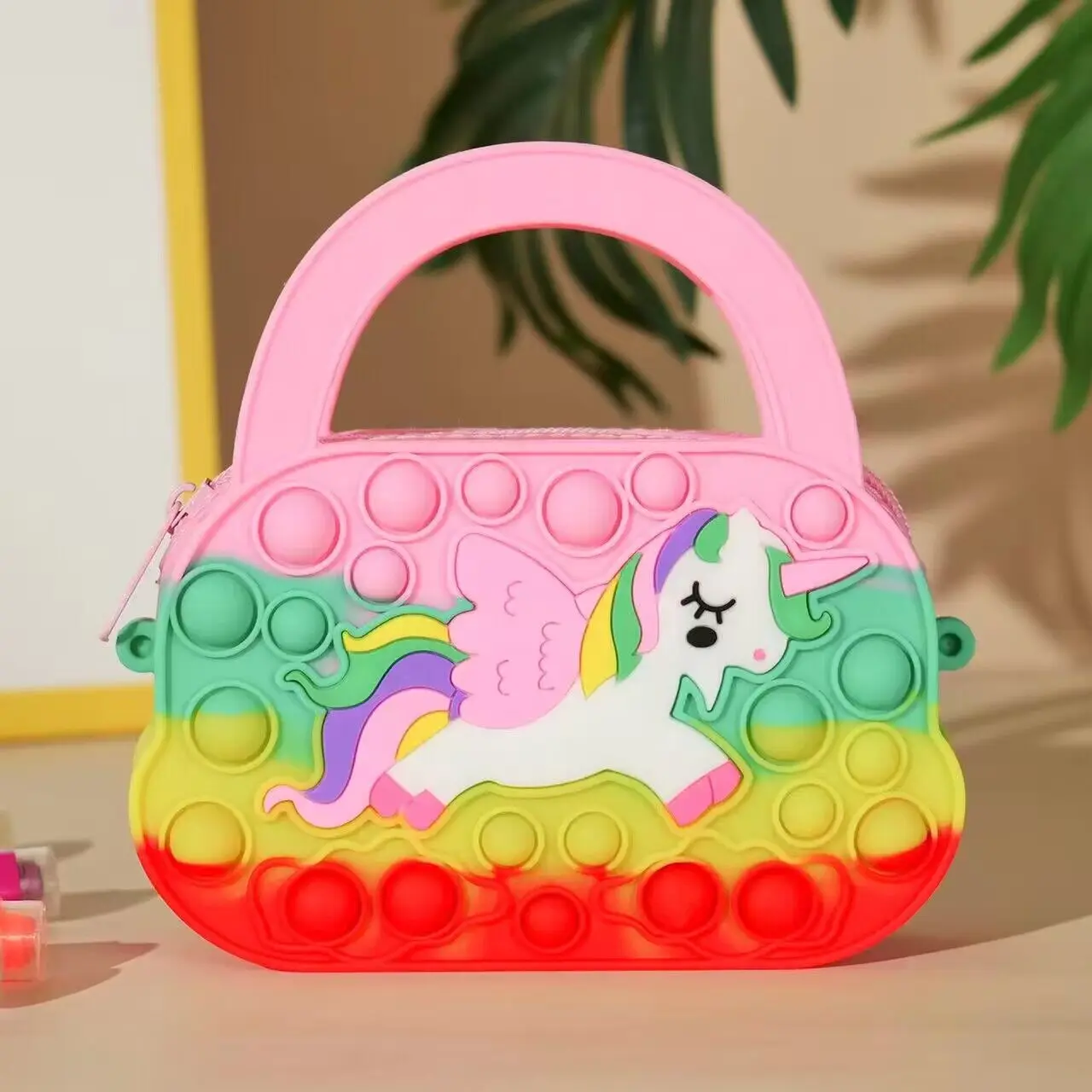 Pop Shoulder Bag Rainbow Fidget Toys Push Kawaii Unicorn Coin Purse Girls Toys Stress Relief Sensory Toy Aнтистресс