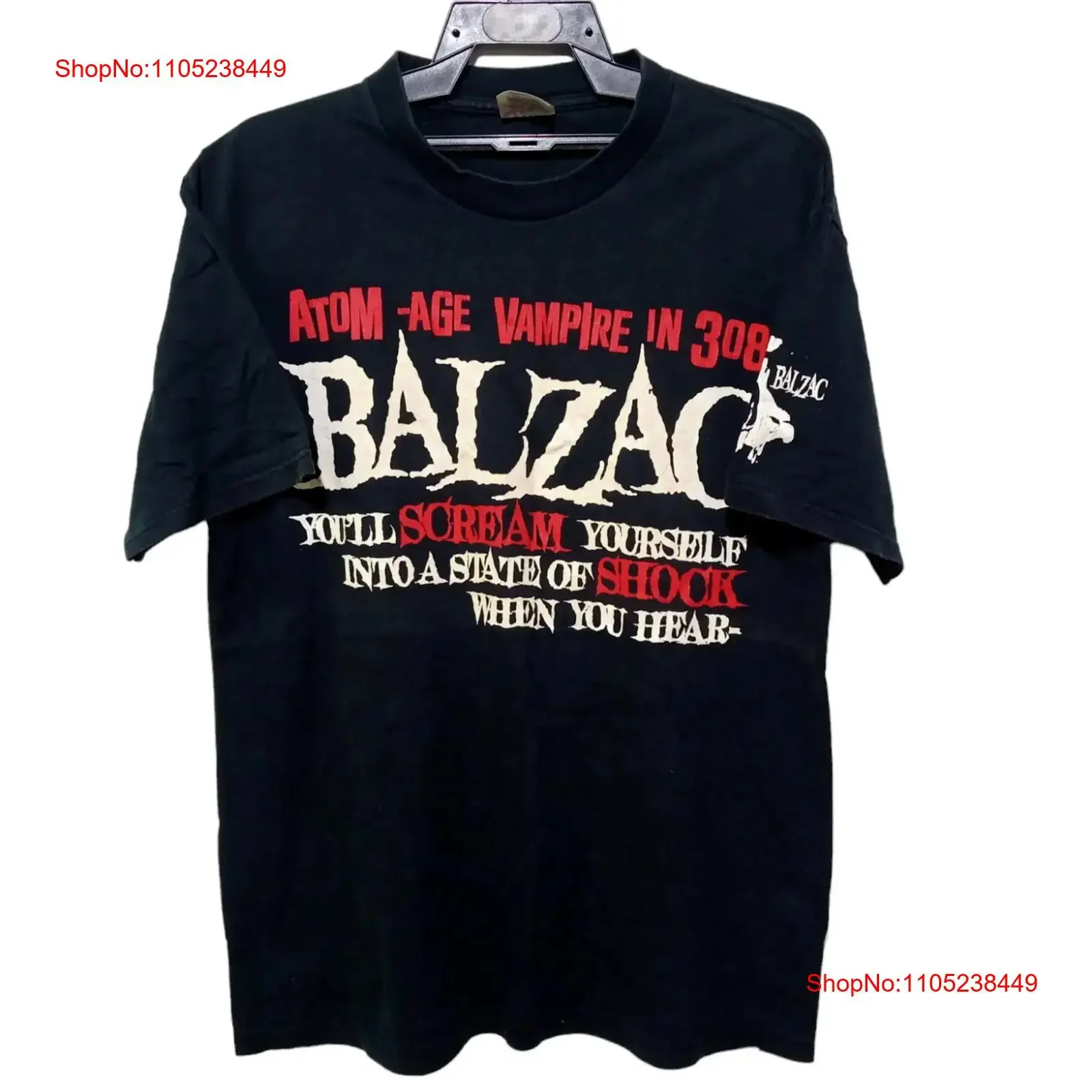 Vintage 90's Balzac Japanese Rock Black Large T Shirt Band Genre Alternative Indie Hip Hop Pop Rapper Size L vintage Washed