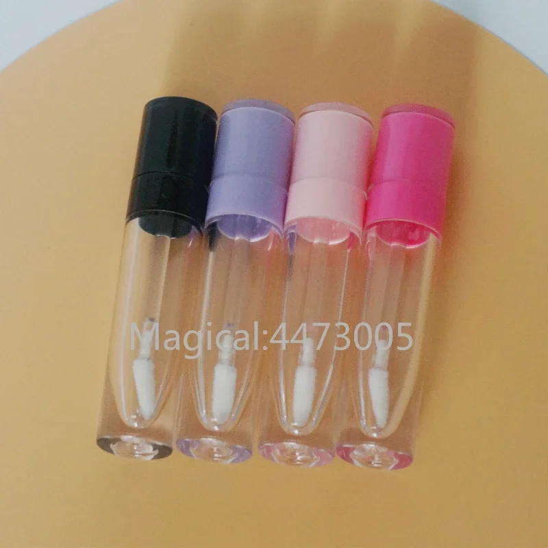 6.4ml Empty Lip Gloss Tube Plastic Lipgloss Bottle Container White Black Cap Cylinder Small Lipgloss Wholesale