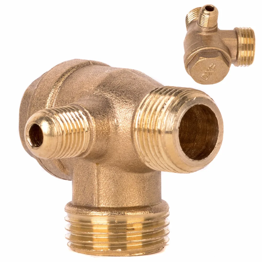 1pc New 3 Port Check Valve Brass Zinc Alloy Aluminum Alloy Male Thread Check Valve Connector Tool For Air Compressor