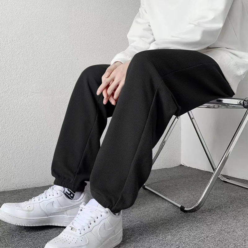 

Вафельные брюки для отдыха, мужские летние легкие спортивные штаны, свободная спортивная одежда, универсальные мужские брюки, длинные брюки