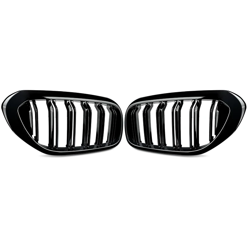 شوايات سباق بخطوط مزدوجة سوداء لامعة متوافقة مع BMW 5 Series G30 G31 530i 540i 2017-2020 شبكة الكلى الأمامية ما بعد البيع #3