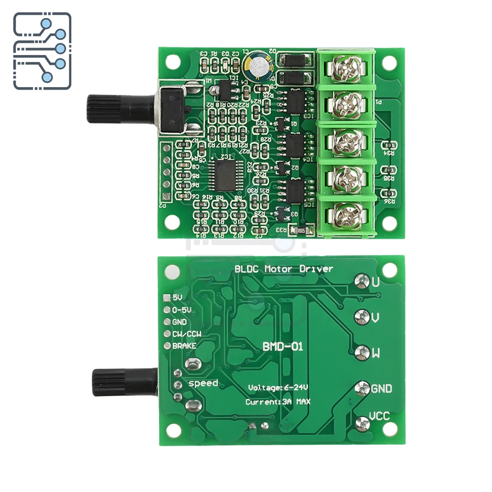 DC motor drive control board 6V 12V 24V three-phase brushless Hallless motor controller hard disk fan motor speed regulator