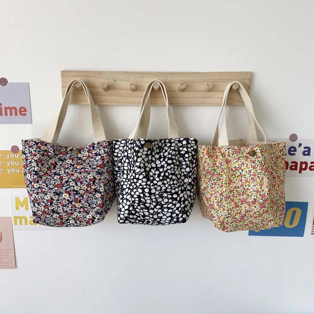 Mini sacola de piquenique para mulheres, lancheira estilo country, bolsas femininas, sacola de impressão, bolsa de lona floral, moda