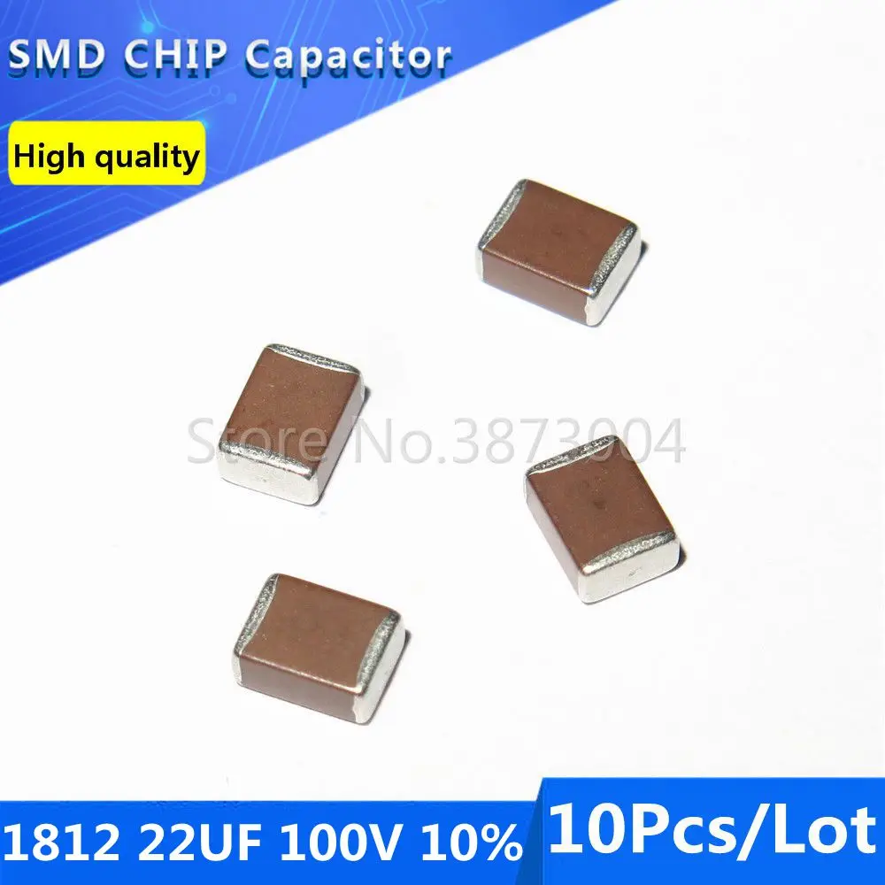 10pcs 1812 22UF 100V 10% Thick Film Chip Multilayer Ceramic Capacitor