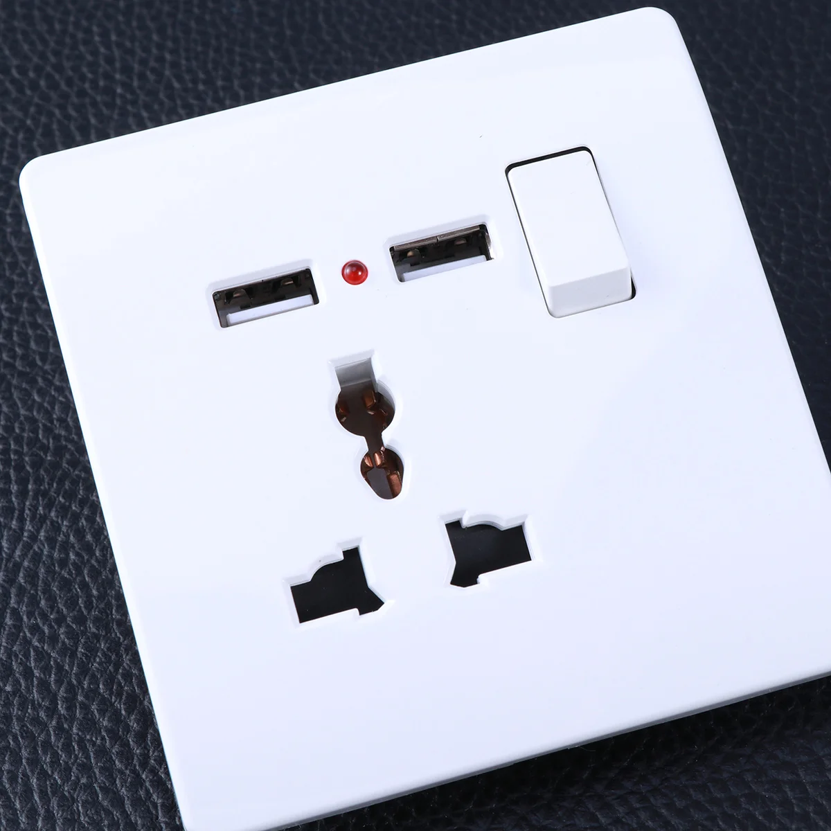 Dual USB Wall Socket 3-Pin Universal Power Outlet Face Plate Panel Power on Off Portable USB Output for Cellphones