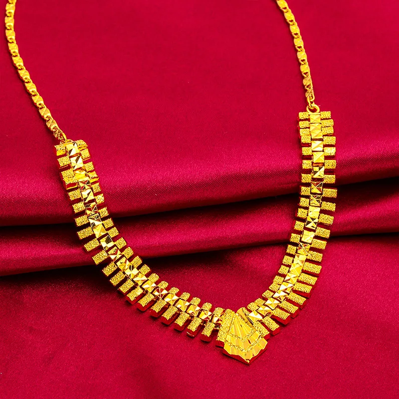 Dubai Fashion 24K Gold Plated Jewelry Sets Wedding Nigeria Indian Necklace Earrings Rings Bride Gifts Wholesales