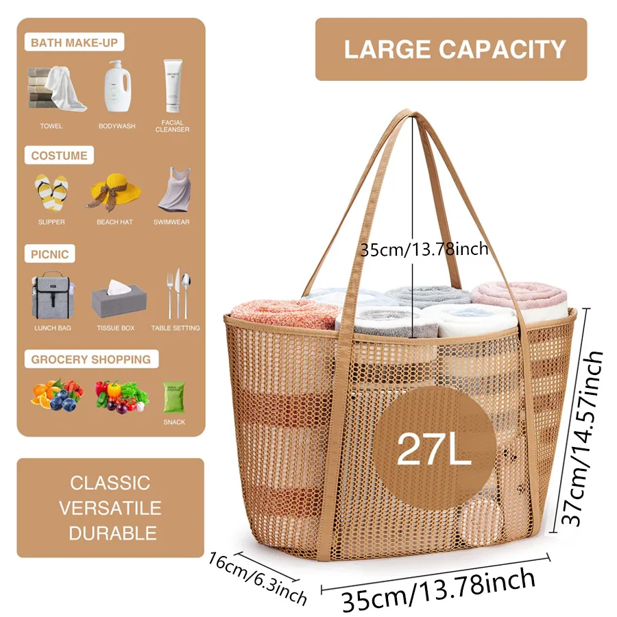 Beach Bag - Mesh Tote Bag Beach Vacation Clothes for Women Pool Bag for Travel Pool Family Cruise Essentials image 3