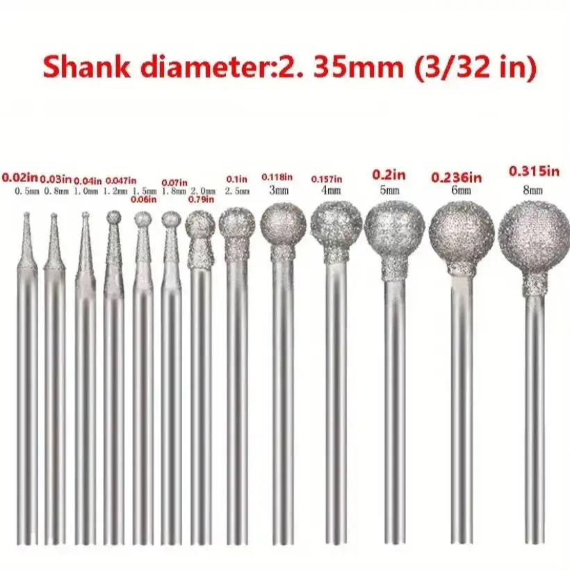 13Pcs/ set of diamond grinding heads, jade carving tools, diamond grinding heads, carving and polishing tools