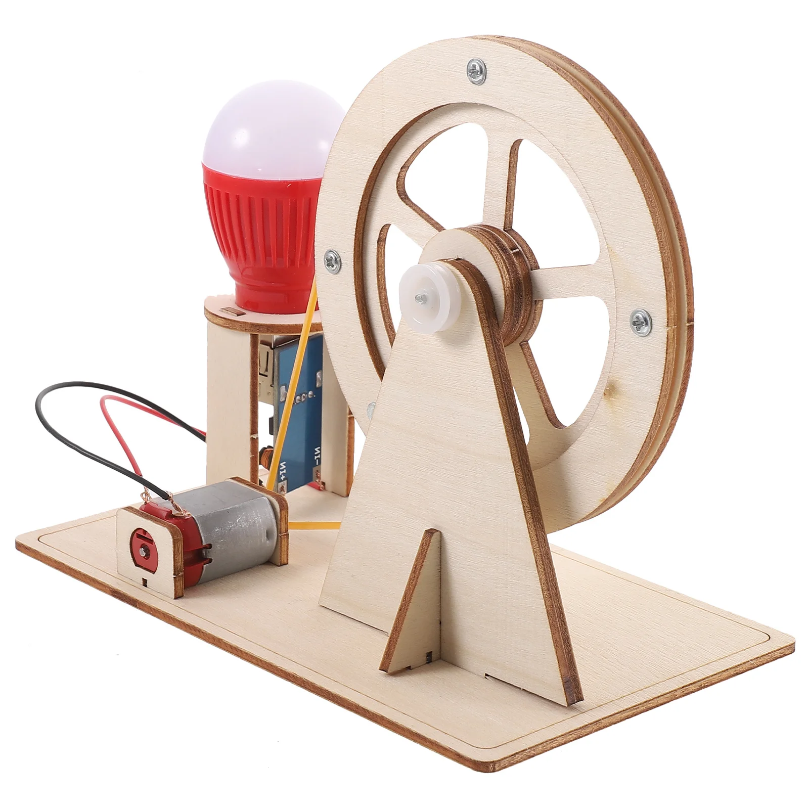 

Wooden Hand Crank Generator DIY Assembly Manual Generator Educational Science Kit for Kids Electricity Kit Engine