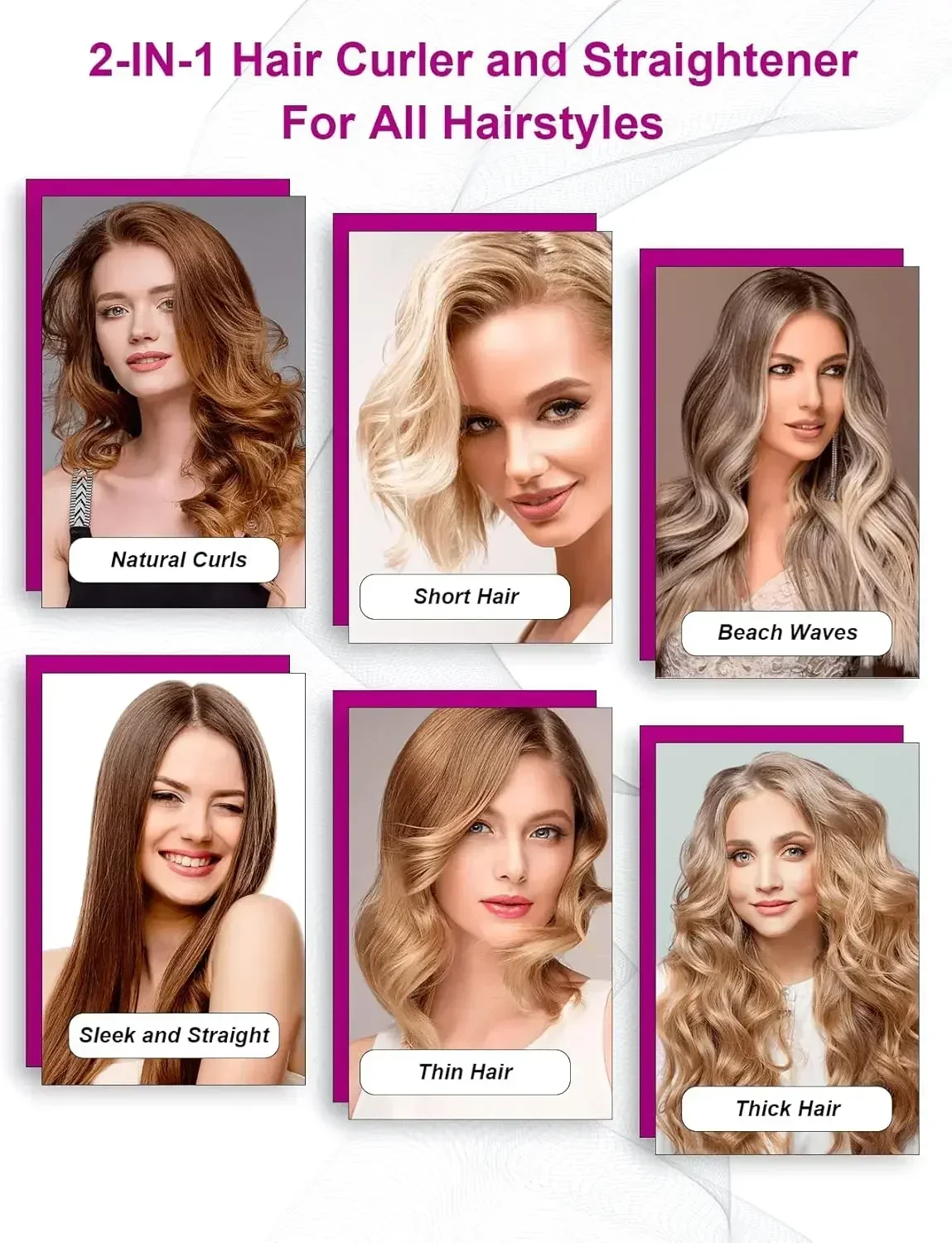 Комбинированный выпрямитель и фен 2-в-1 — утюжок с отрицательными ионами для быстрой и длительной укладки волос дома, салона