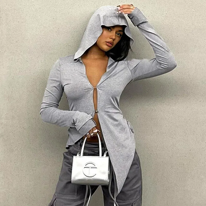 

Women's Shirts All Season Casual Basics Single Breasted Long Sleeve Hoodie Daily Shirts