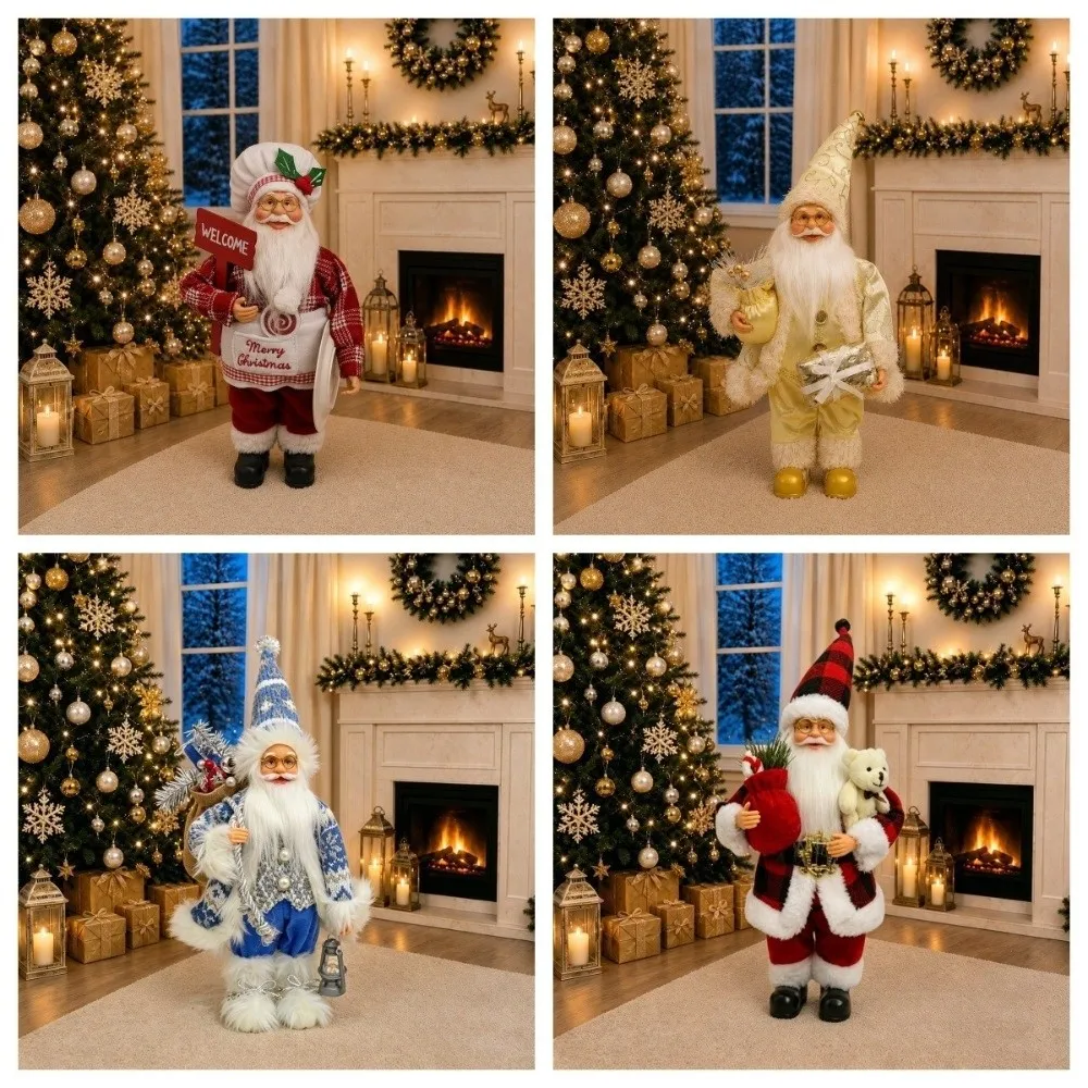Themed Party Decor 12 Inch Santa Claus Creative Cute Standing Santa Cartoon 3D Christmas Ornament Christmas Home Decorations