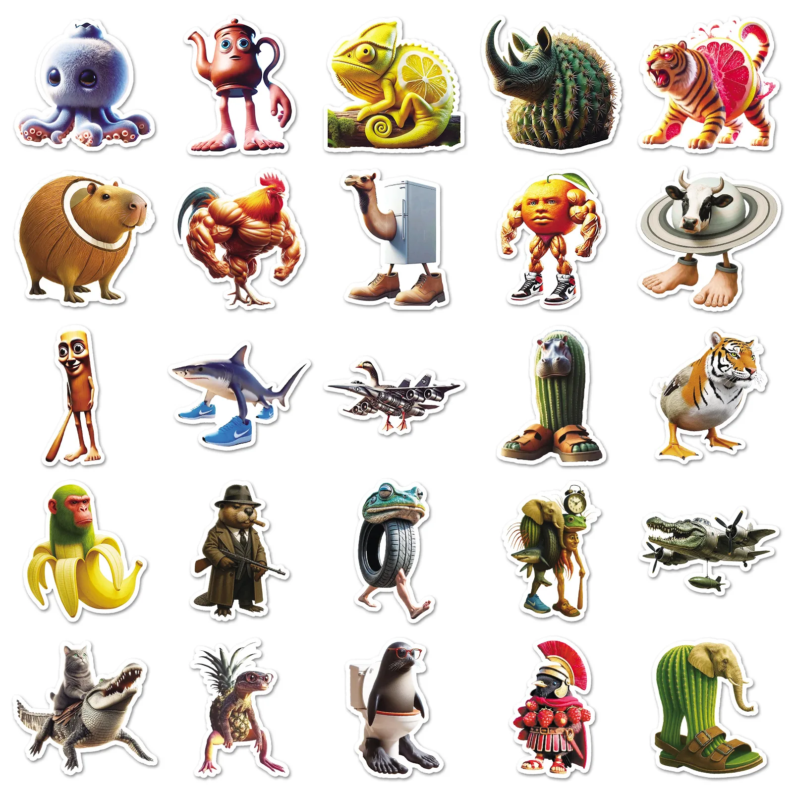 50 Pcs tungtungsahur Cyber Mythology Stickers AI meme Creature Decals For Wall Gaming PC Spirit Bottle Travel Case