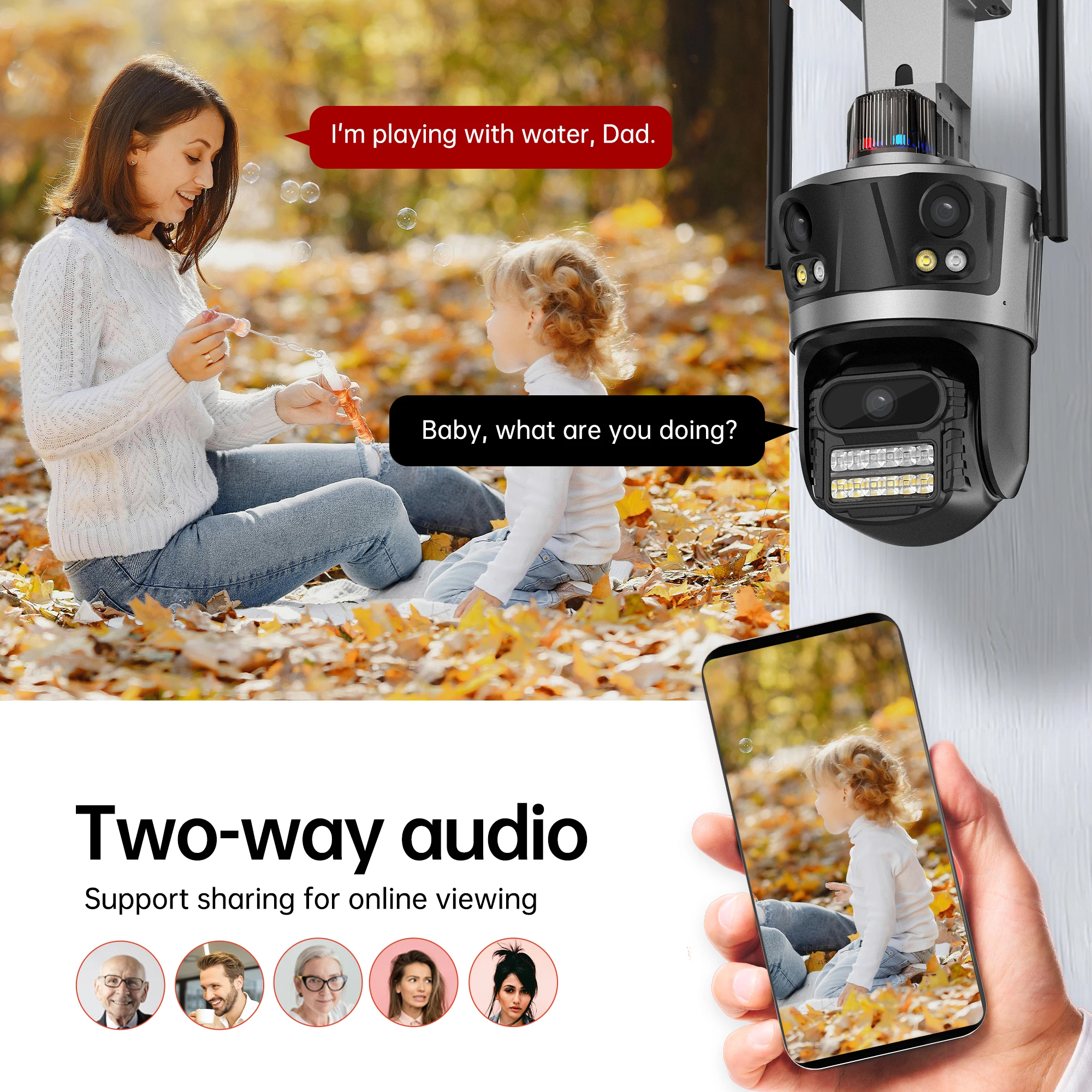 6K 12MP Wifi Security Camera Three Screens Outdoor Wireless IP Cameras Human Tracking  CCTV Video Surveillance Home Protection