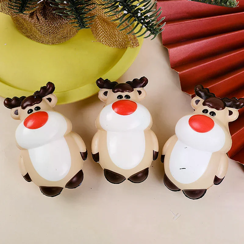4pcs Cute Christmas Time Squeezable Stress Toys: Elk, Santa Claus, Snowman, and Christmas Tree; Perfect Xmas Gifts.