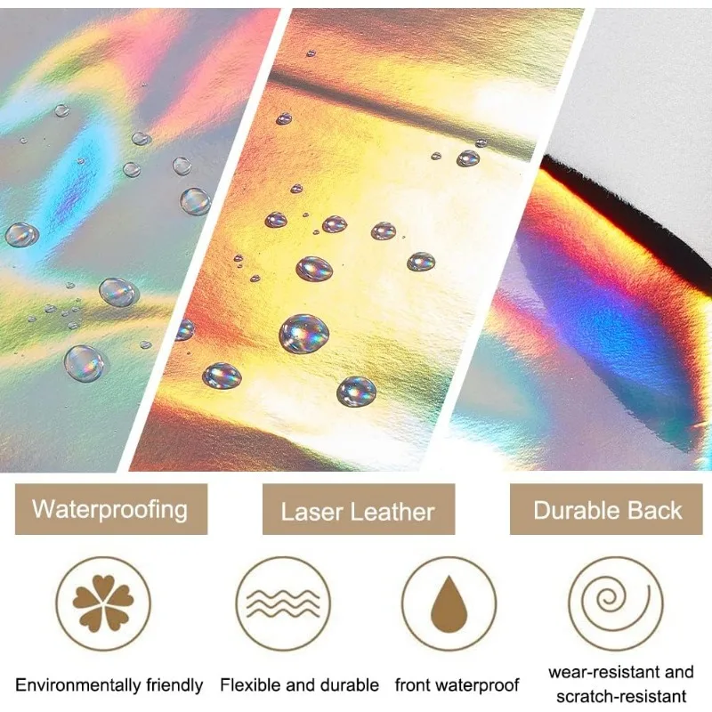 Holograficzna tkanina ze sztucznej skóry 54x39 cali srebrna rolka ze skóry PU laserowa tkanina skórzana miękka tkanina ze sztucznej skóry odpowiednia — zdjęcie 5