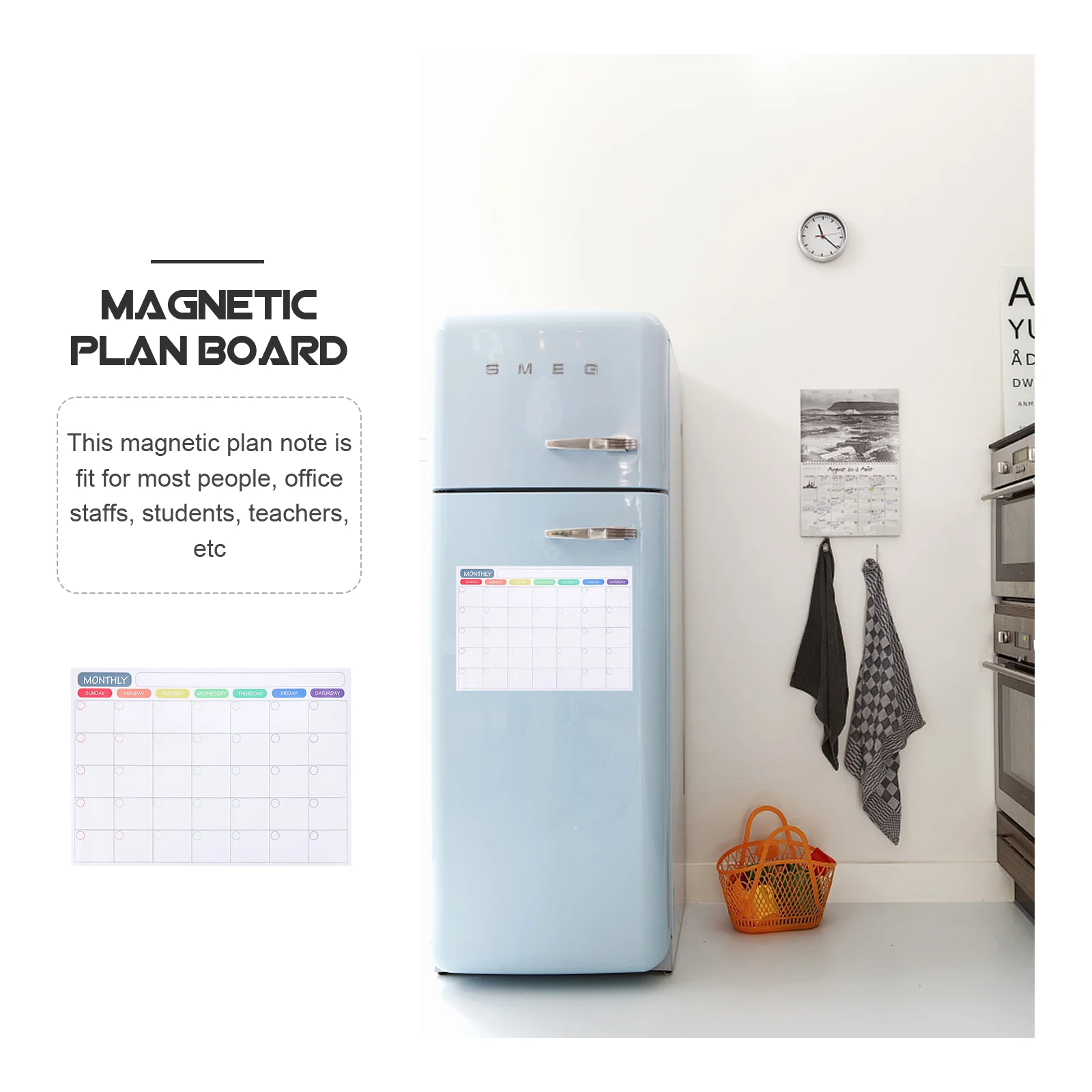 Kalender Kulkas Magnetik Papan Penghapus Kering Bahan PET Pola Menggemaskan Papan Surat Mini Mengingatkan Jadwal Bantalan Memo yang Dapat Digunakan Kembali