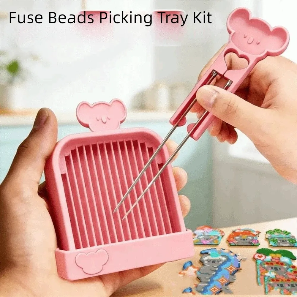 2.6mm Fuse Bead Needle Tweezer Tray Kits DIY Creative Fuse Beads Picking Tray Kit Bead Storage Efficient Sorting