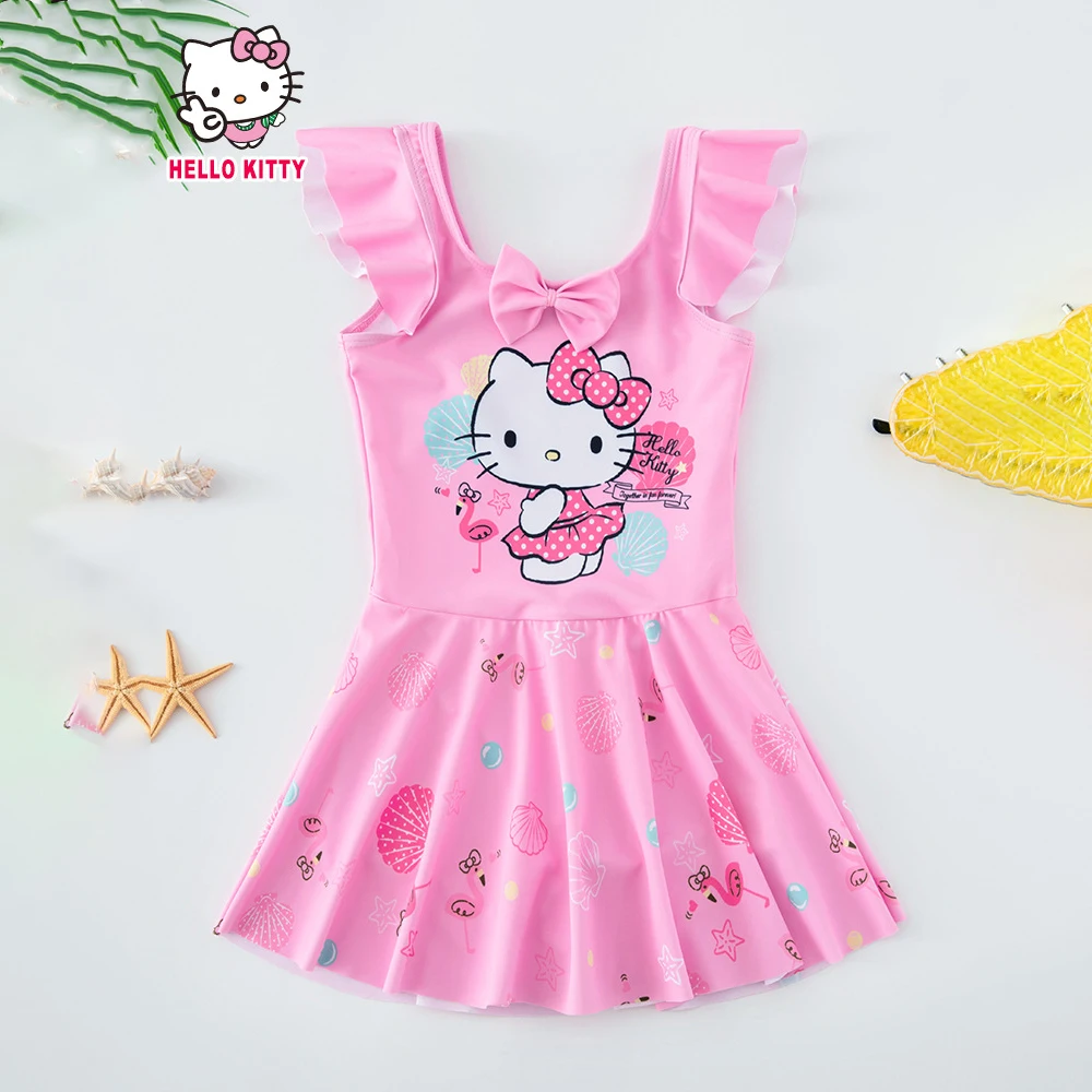 Strój kąpielowy dla dziewczynki Hello Kitty Anime Sanrios Kawaii Śliczny strój kąpielowy dla dzieci Letnie wakacje Strój plażowy Szybkoschnący strój