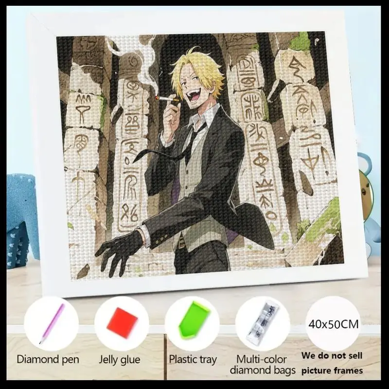 

1PC Anime Character 5D Full Drill Diamond Painting Kit, DIY Craft Art for Adults, Featuring Stylish Blonde Man Smoking Against A