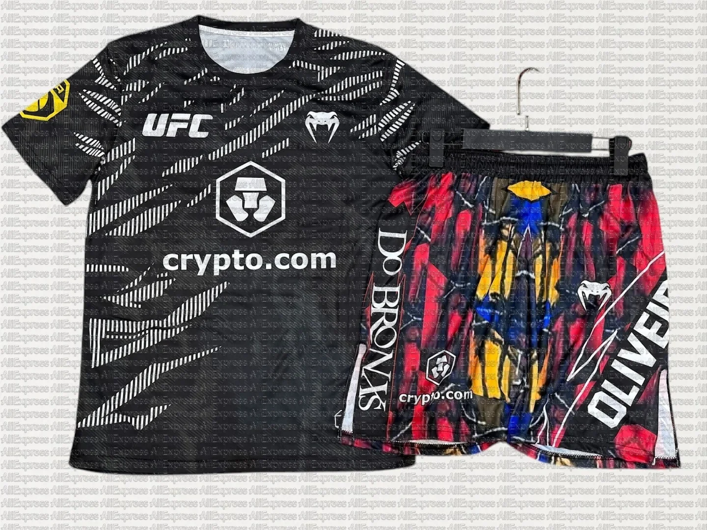 

Мужской комплект Charles Oliveira Red UFC Edition, боксерский боевой комплект, дышащая футболка для борьбы и бега, впитывающая пот и шорты, Джерси