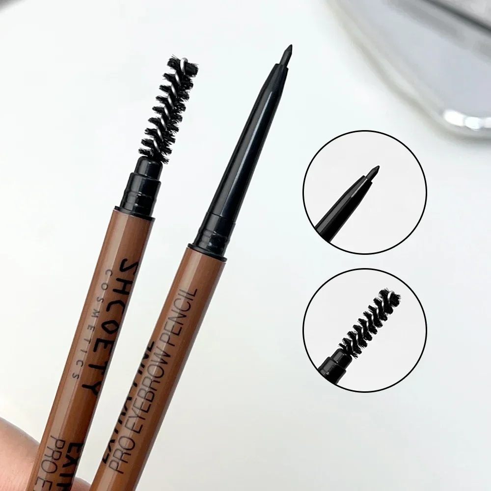 Lasting Ultra-fine Eyebrow Pencil Waterproof 4 Colors Non-fading Anti-sweat Eyebrow Pencil with Brush Makeup Tool for Beginners