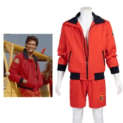 Baywatch David Hasselhoff Costume Cosplay uniforme Beach Style giacca e pantaloni rossi Set completo completo uomo adulto vestito di Halloween