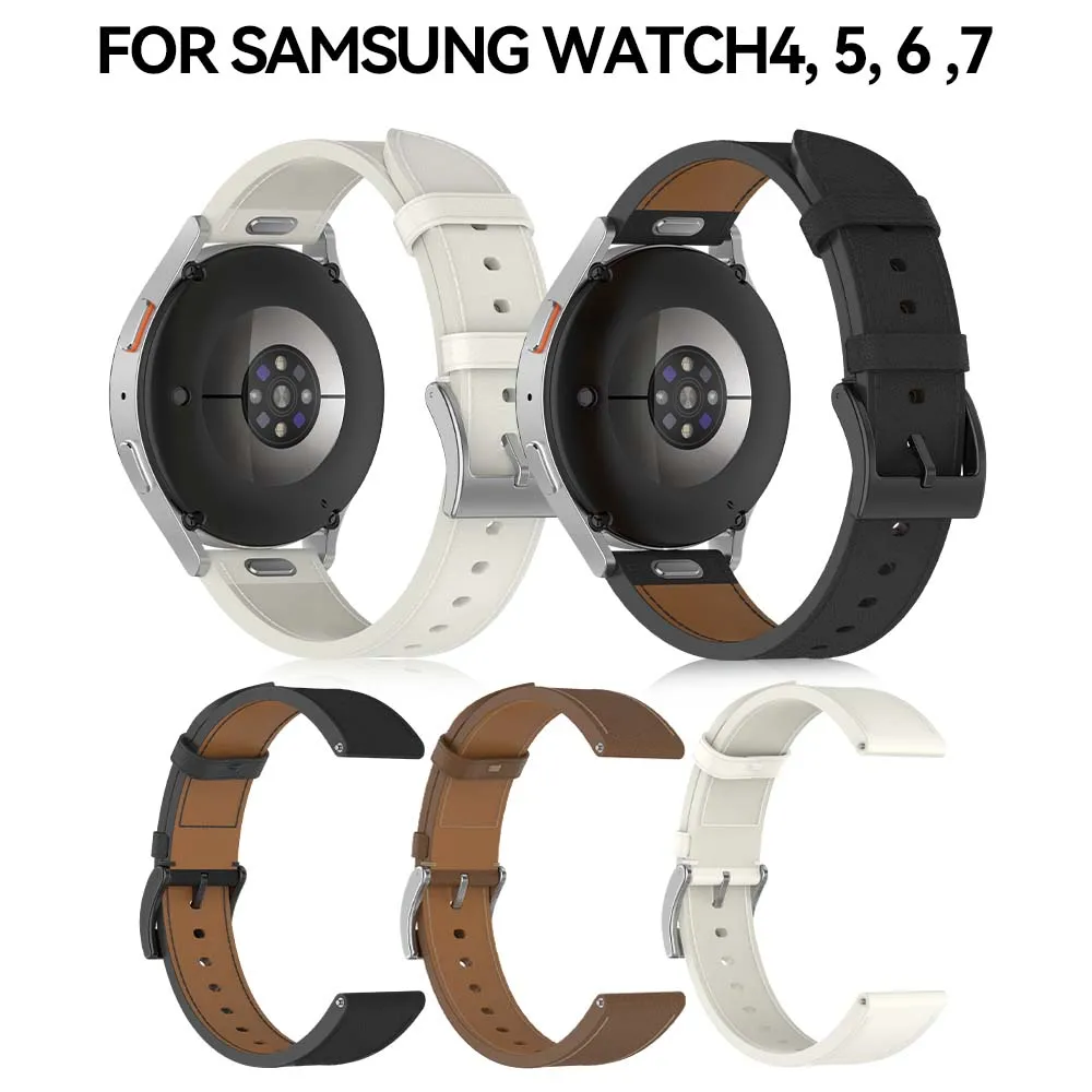 

Кожаный ремешок 20 мм для Samsung Galaxy Watch 7/6/5/4 40 44 мм, винтажный браслет Gear Band для Galaxy Watch 7 6 5 4 40 44 мм
